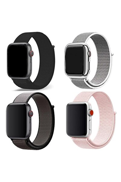 O Ozone مجموعة من 4 أحزمة رياضية من النايلون لساعة Apple Watch Band 42 مم 44 ...