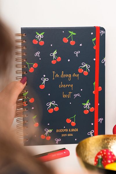 Matt Notebook 2025-2026 B5 Ακαδημαϊκό Ατζέντα Σπιράλ 17x24 cm - 17 Μηνιαίο Cherry