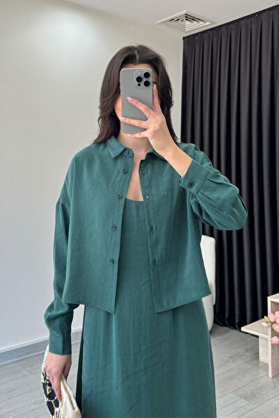 My Blog Zümrüt Modal Gömlek Elbise Takım - 51153