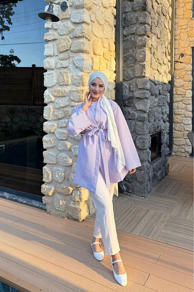 lurex moda Striped Kimono