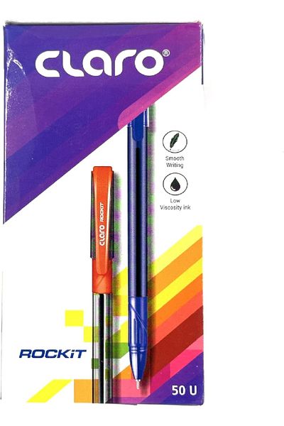RAHALIFE HOME SOLUTION Claro Rockit Ball Pen 0.7mm | Blue Ink | Smooth Writing | Pack of 50 Pens