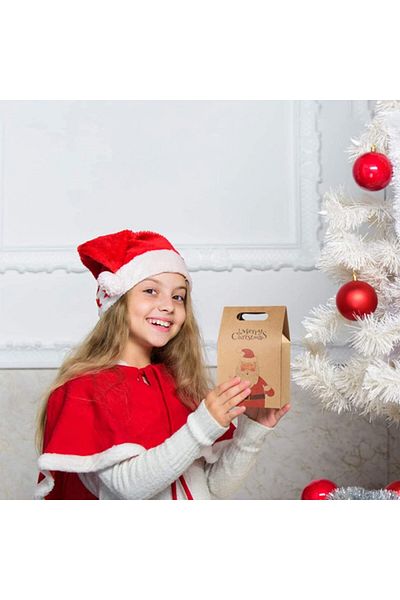 DYWW Set of 16 Dyww Christmas gift bags, paper, brown/red, 10.5 x 6.5 x 17.5 cm