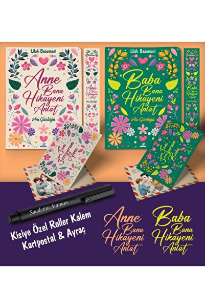 nesnel yayınlar Kişiye Özel Anne ve Baba Bana Hikayeni Anlat Ayraç Kartpostal Kalem - Siyah