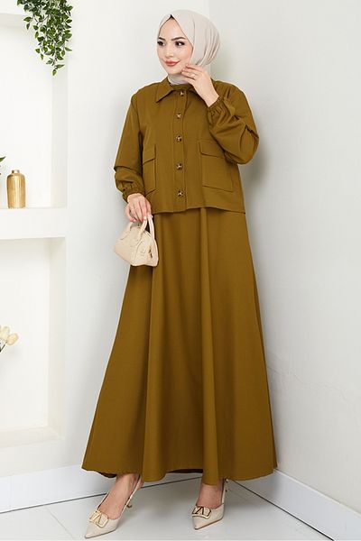 Bestenur Faylin Jacket Clothes Double Suit 1565 - Fat Green