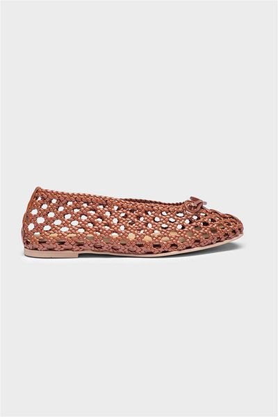 Milaura Women's Taba Knitted Khaki Leather Ballet 20488