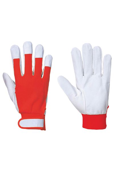 flores Leather gloves with synthetic, gray - red, size XL