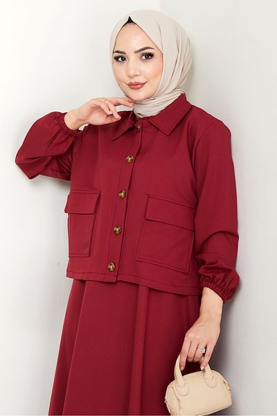 Bestenur Faylin Jacket Clothes Double Suit 1565 - Claret Red