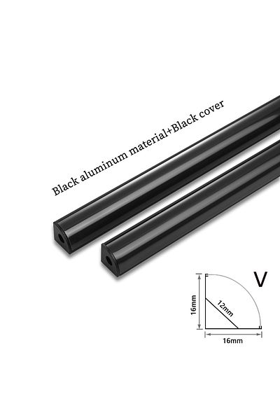 Choice V black with black 5Pcs Black Cover 1-30 Pieces/Pack LED Aluminum Profile 0.5m/Piece U/V Shape Suita