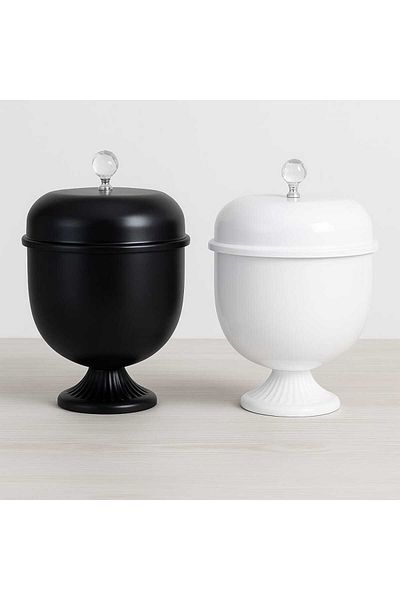 DECOOR MALL ✅   Set of 2 Black & White Covered Metal Potato Onion Holder Set – Decorative and Functional Crisper