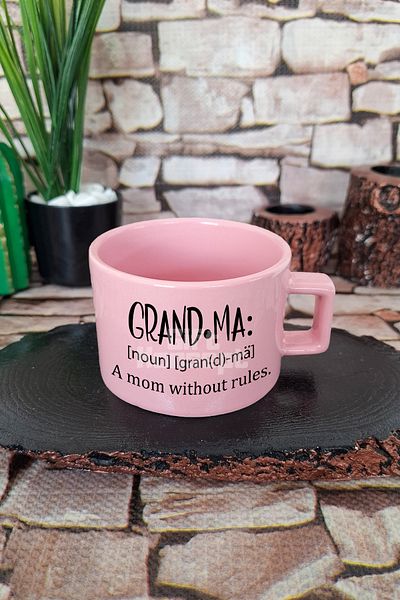 giftkonsept Grandma Noun Printed Grandma Square Handled Cup Pink Mug Cup