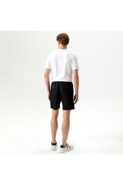 Nautica Erkek Siyah Classic Fit Keten Bermuda
