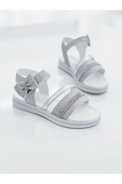 leopar by çetinay Velcro Strap Children's Stone Detailed Anti-Slip Orthopedic Sole Summer Sandals/Shoes