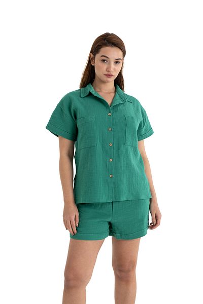 PANCHY CANKY Shorts Shirt Suit 2 Layers Muslin 100% Cotton