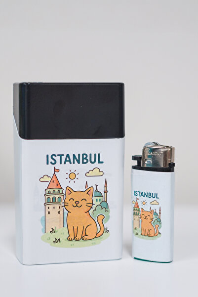 Home Galata Kulesi ve Kedi Desenli Tabaka kutusu ve Çakmak Seti – Şık & Taşın...