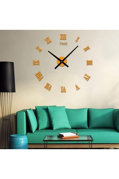 Generic ساعة حائط ثلاثية الأبعاد بدون إطار DIY، ديكور صامت غير يتكتك، مجموعة ملصقات ديكور ساعة حائط عائلية بمرآة