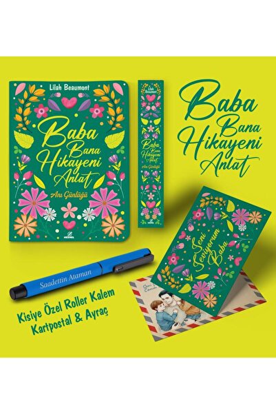 nesnel yayınlar Kişiye Özel Baba Bana Hikayeni Anlat Ayraç Kartpostal Kalem - Mavi