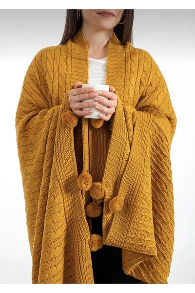 DECORA CASA HOME COLLECTİON Knitwear Braided Tv Blanket - Leg Shawl, Sofa Shawl - 130X170 cm