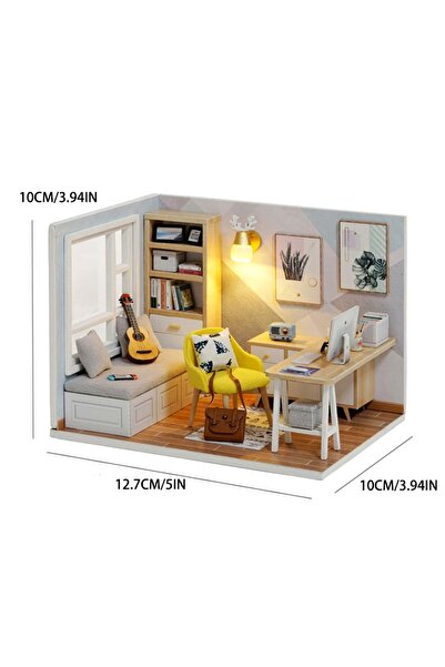 Choice QT-007Exclud cover Kitten Mini Doll House Model Building Assembled House Home Kit Creative Room Bedr