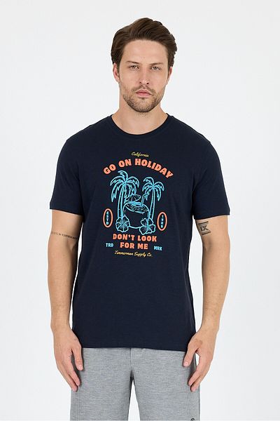Rodi Men's Go on Holiday Printed T-Shirt – 100% Cotton – Crew Neck Short Sleeve Casual Men's T-Shirt 0008