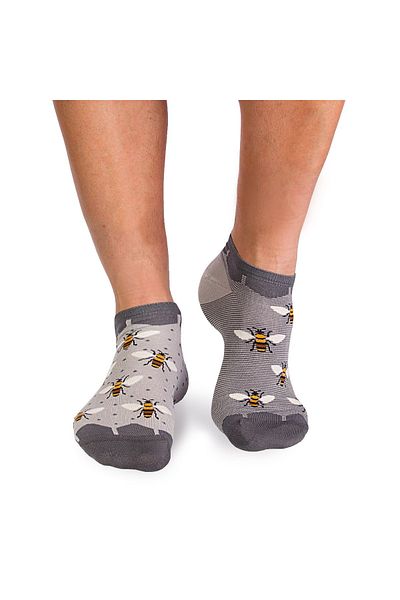 Pirin Hill Fine Bamboo Sneaker Bees Short Socks - Grey