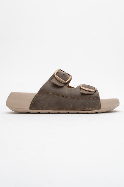 CCWAY AYAKKABI Men's Gold Buckle Slippers Mink