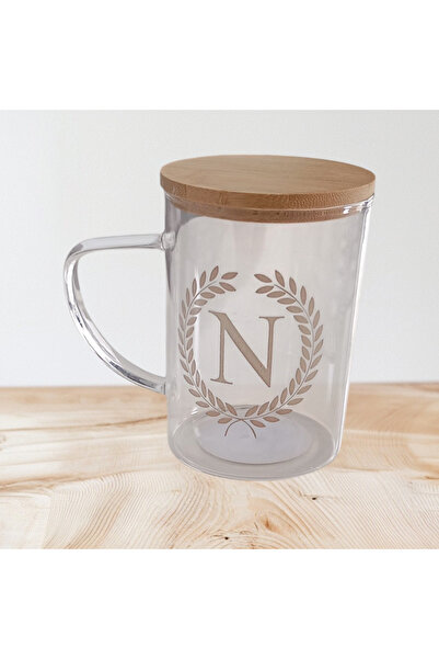 EGE HOME STORE Kişiye Özel Harfli Bardak Gold Yazılı (N) Harfi