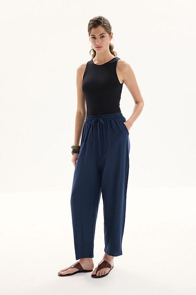 Hooopstore Παντελόνι Navy Blue από οργανικό μεικτό ελαστικό