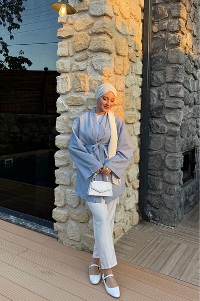 lurex moda Striped Kimono