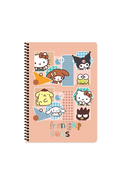 Keskin Colors Caiet cu dungi Sharp Color Hello Kitty and Friends |   16,5 x 22,5 cm |   Spirală – 80 de coli