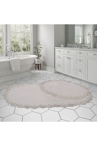 DECORA CASA HOME COLLECTİON Σετ μαλακό χαλάκι μπάνιου που πλένεται με αντιολισθητική βάση 2 (60x100) και (50x60)