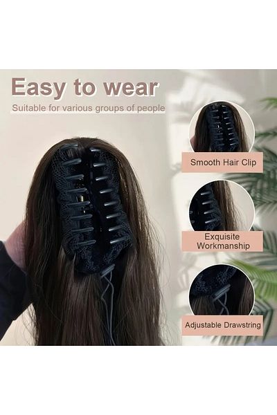Zeysum Brown Balaclava Ponytail Wavy Claw Buckle Fake Hair Hairpiece 71 cm 140Gr