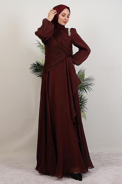 GİYZAMİLA Βραδινό φόρεμα ILSU Hijab Rose Brown