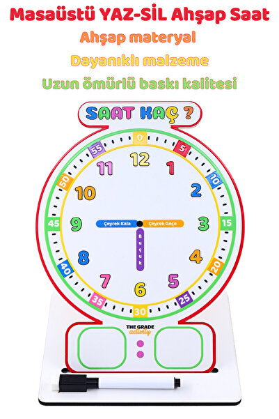 The Grade Yaz Sil Montessori Saat Eğitimi Ahşap Eğitici Saat Saat Öğrenme Eği...