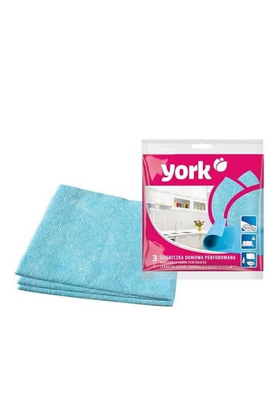 YORK 3-Piece Household Cleaning Cloth Set | Blue | 22x18cm | Reusable & Multi-Surface Use