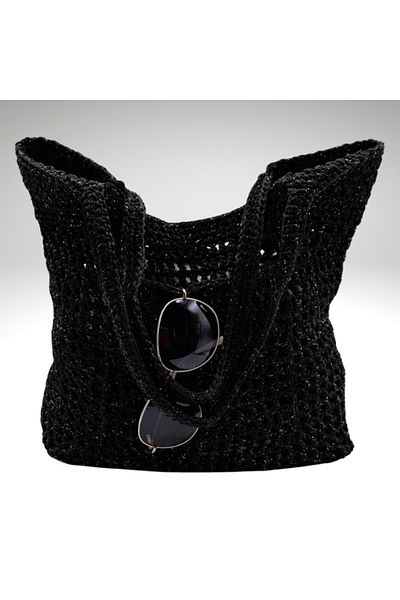 NVSisters Black Glitter Mesh Bag, Women's Summer Shoulder Bag,
