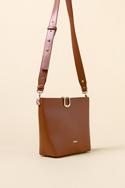 Nihan Metal Detaylı Shopper Çanta Taba