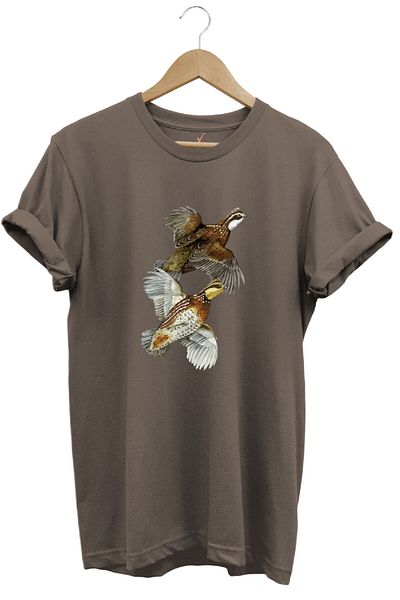 WİDİ Καφέ μπλουζάκι με σχέδιο Hunting Hunter Cuckoo Birds από 100% βαμβάκι κανονική εφαρμογή