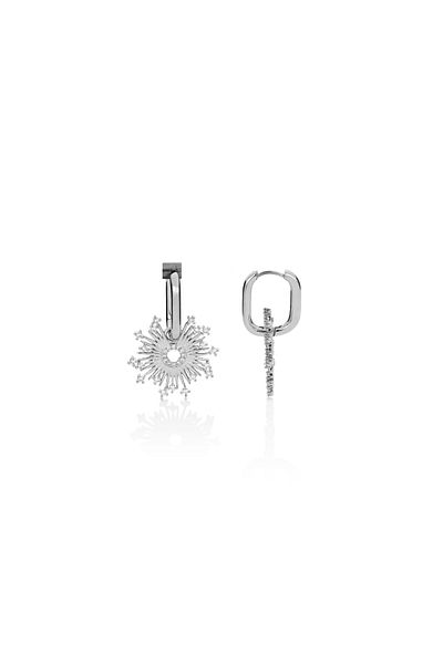 Mesmera Stoned Sun Earrings Silver