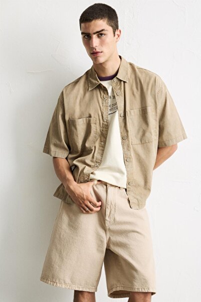 Pull & Bear Bol kesim denim bermuda