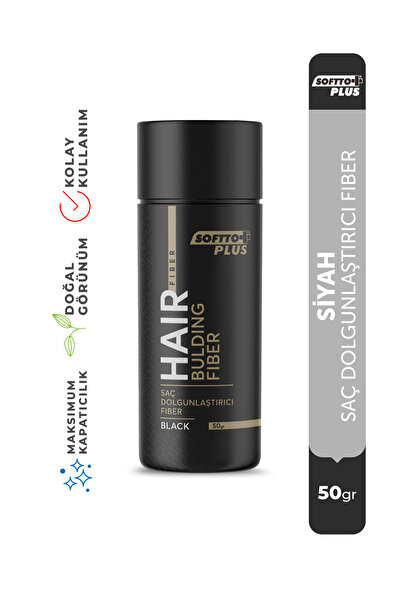 Softto Plus Saç Dolgunlaştırıcı Anında Dolgunluk Sağlayan Siyah Renk Fiber 50 gr.