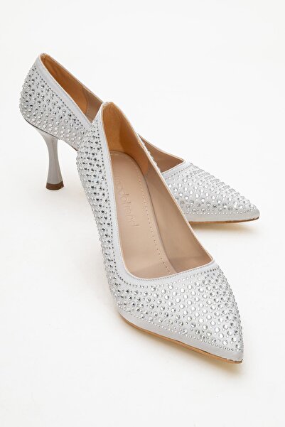 CCWAY AYAKKABI Γυναικεία παπούτσια με τακούνι Stoned Stiletto SILVER SATIN