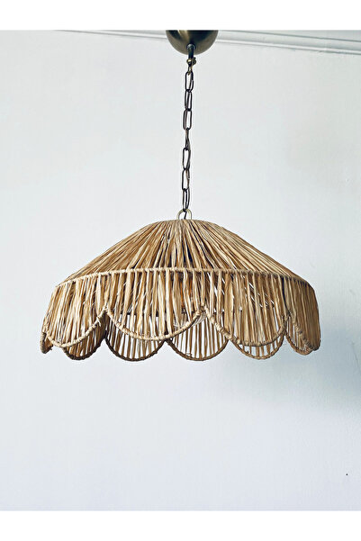 Turkish Belkıs Rattan Rattan Bambu Rafya Hasır Makrome Sarkıt Avize 40x23 cm