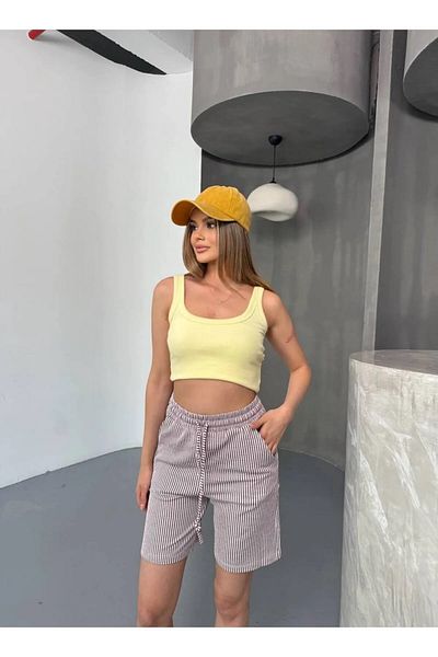 Oasis pantaloni scurți pentru femei cu dungi Waterway cu talie elastică