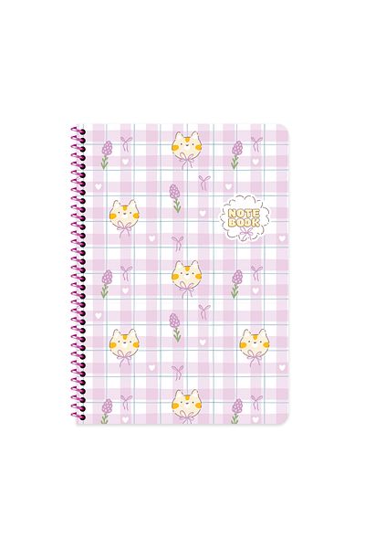 Keskin Colors Sharp Color Kawaii Striped Notebook with Sticker |   16.5 X 22.5 cm |   Spiral – 80 Sheets