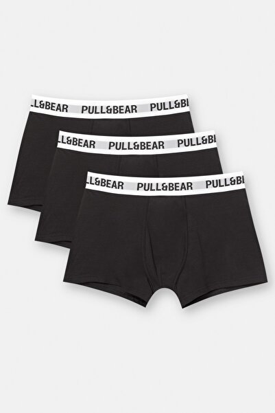 Pull & Bear 3'lü logo baskılı boxer paketi