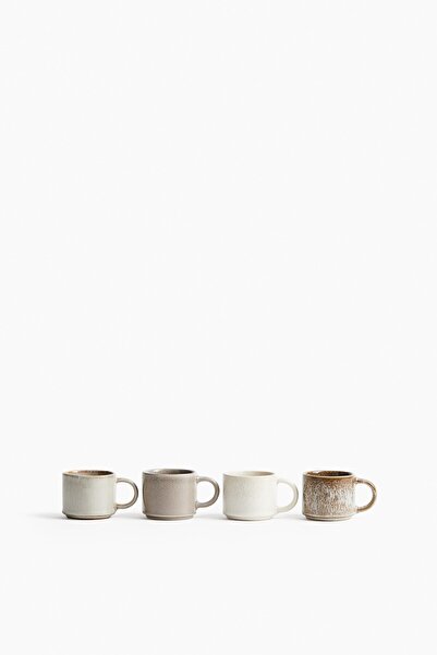 H&M 4'lü Stoneware Espresso Fincanı