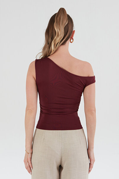 Fulla Moda Single Sleeve Blouse with Draped Sides