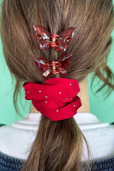 shai Set de 2 catarame și catarame cu clemă cu figură de fluture de culoare r...