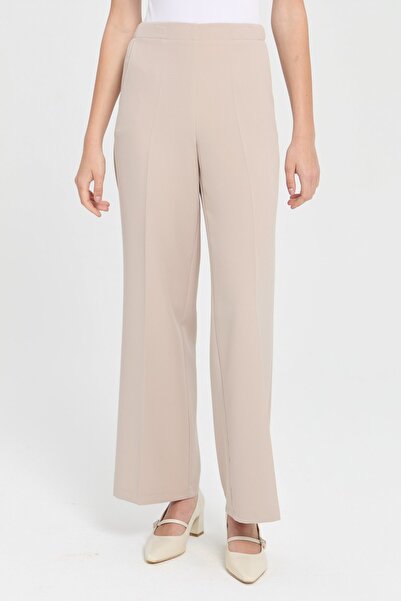 Nihan Beli Lastikli Culotte Pantolon Bej