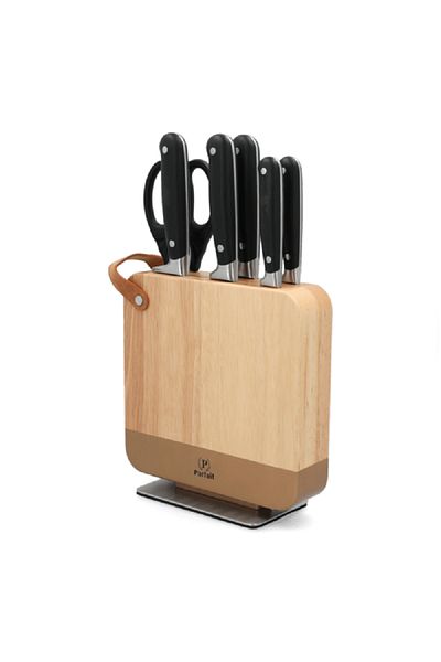 Parfait High Quality Kitchen Knife Set with Wooden Stand Multicolor